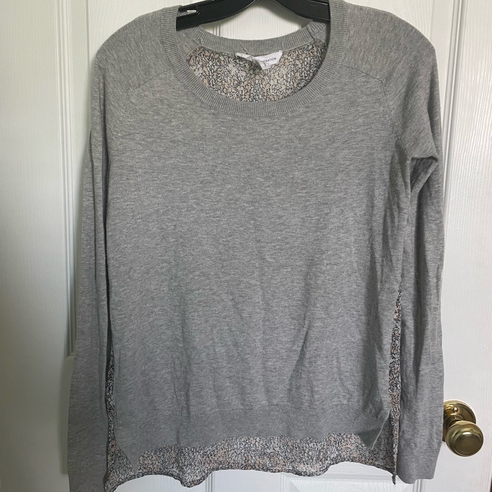 Bcbg generation grey sweater with flowery see though back